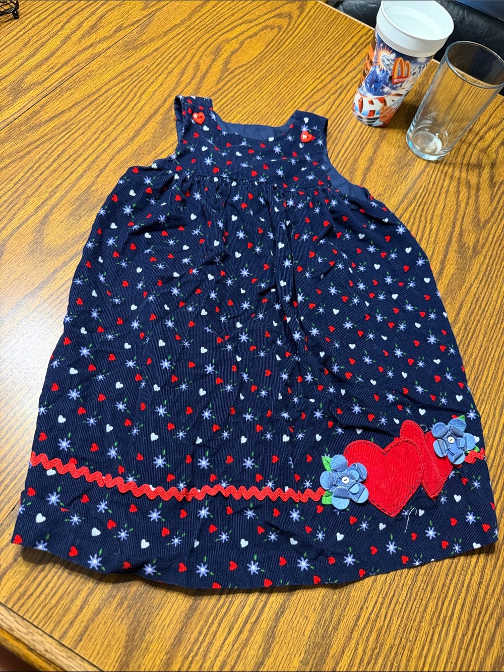 Girls Navy Heart Appliqué Sundress